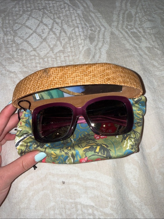 Maui Jim Accessories - Maui Jim Purple Square Sunglasses with Patterned Pouch and Woven Case